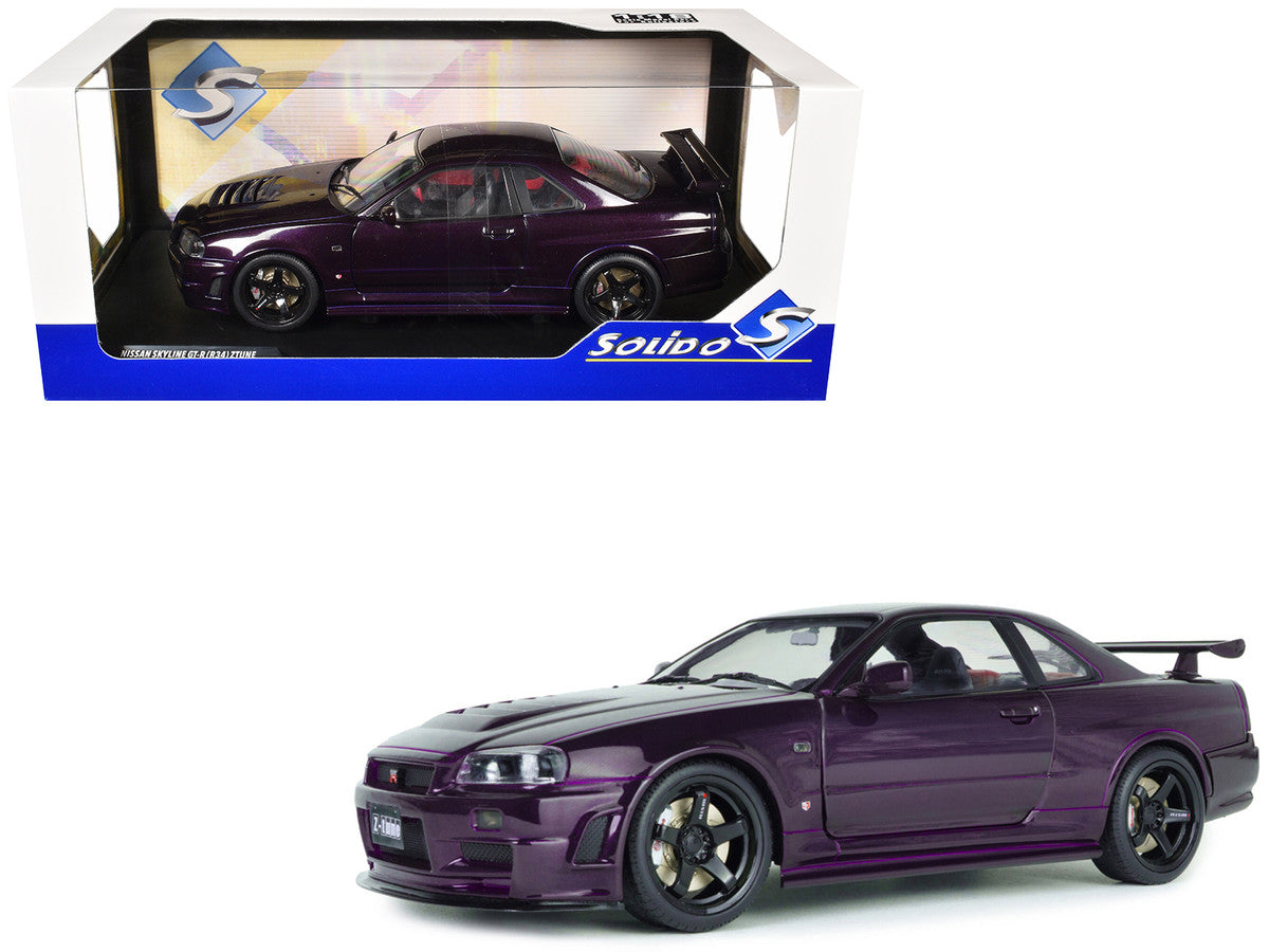 1999 Nissan Skyline GT-R (R34) Z-Tune RHD (Right Hand Drive) Midnight Purple Metallic 1/18 Diecast Model Car by Solido Solido