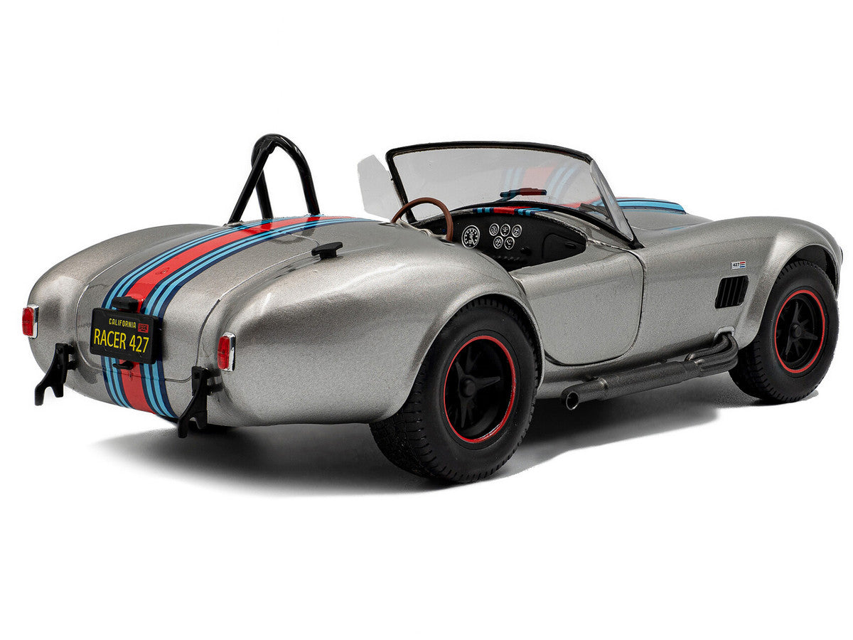 1965 Shelby Cobra 427 MKII "Solido Works M Racing Tribute" Gray Metallic with Stripes 1/18 Diecast Model Car by Solido-2