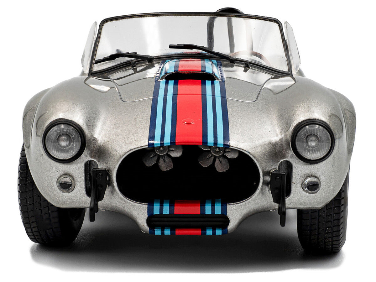 1965 Shelby Cobra 427 MKII "Solido Works M Racing Tribute" Gray Metallic with Stripes 1/18 Diecast Model Car by Solido-3
