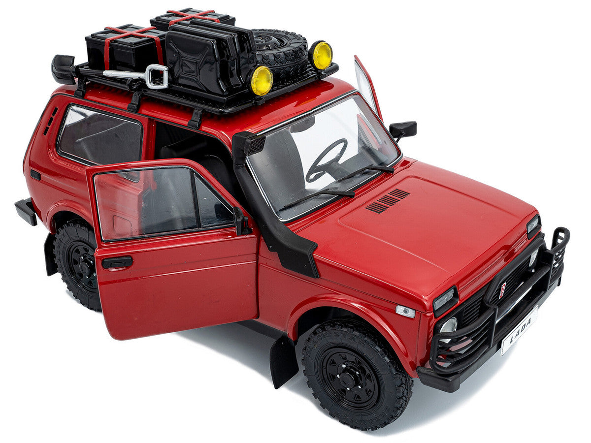 1980 Lada Niva Red with Roof Rack and Accessories 1/18 Diecast Model Car by Solido-2