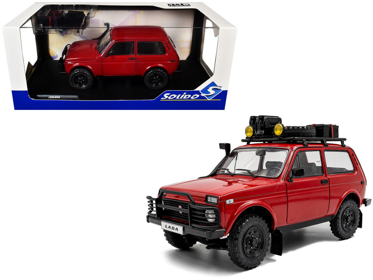 1980 Lada Niva Red with Roof Rack and Accessories 1/18 Diecast Model Car by Solido Solido