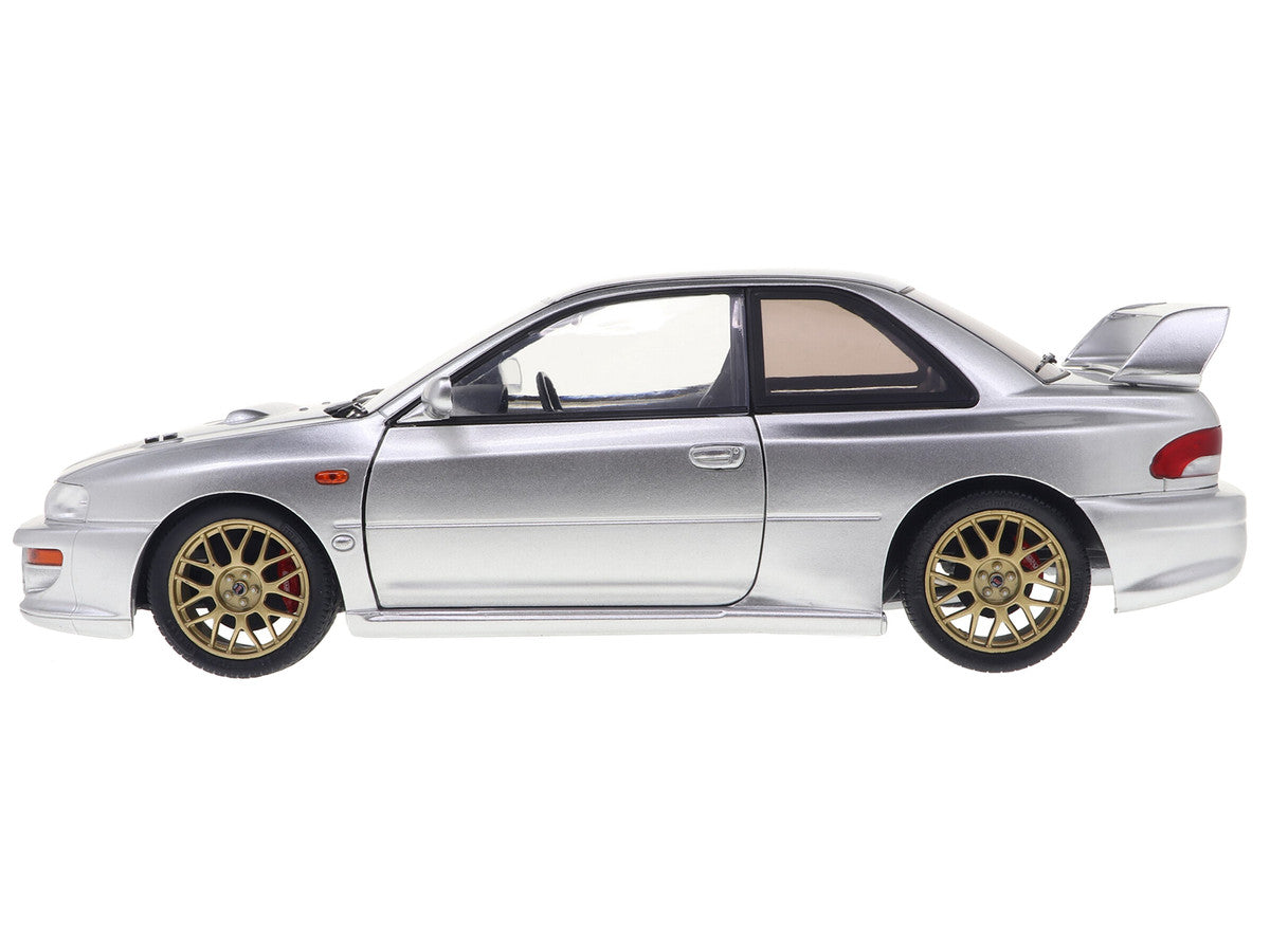 1998 Subaru Impreza 22B RHD (Right Hand Drive) Silver Metallic with Gold Wheels 1/18 Diecast Model Car by Solido Solido