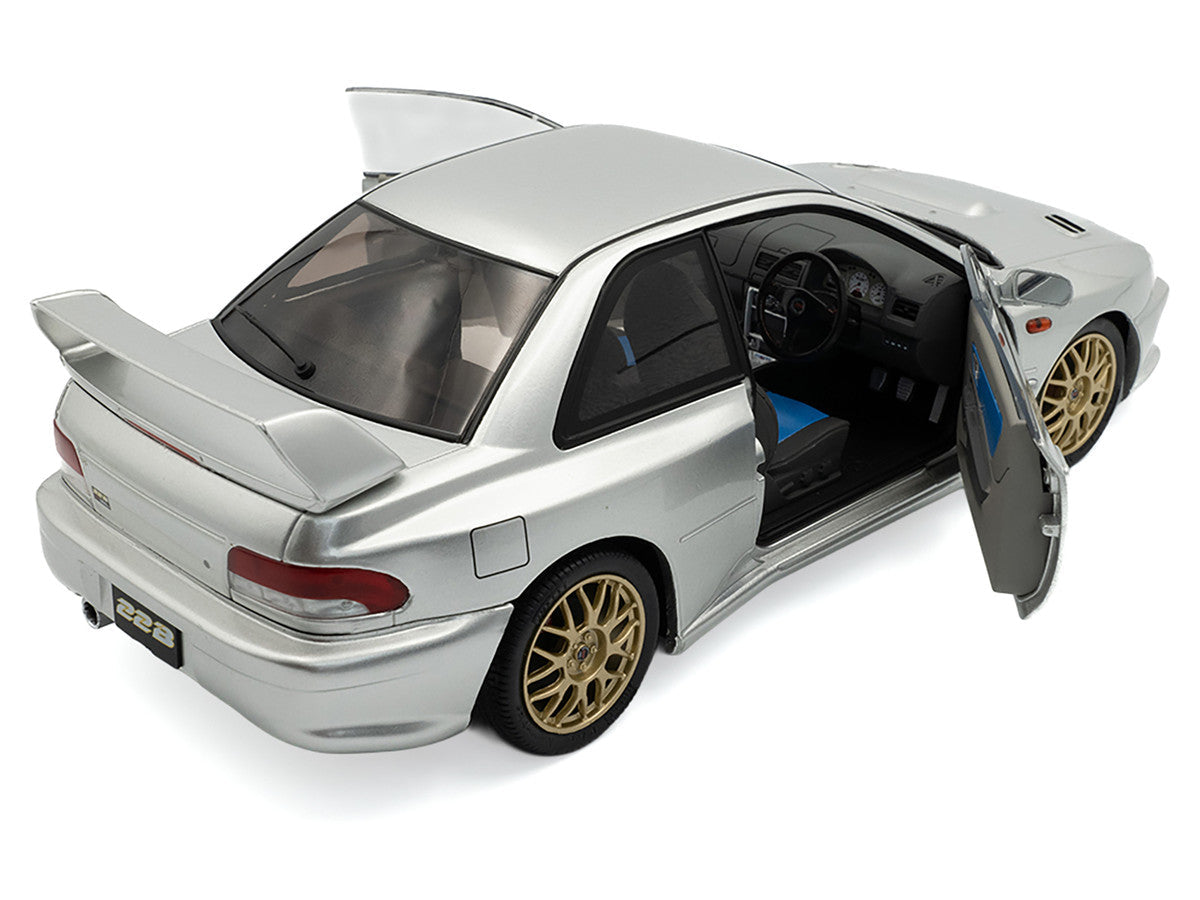 1998 Subaru Impreza 22B RHD (Right Hand Drive) Silver Metallic with Gold Wheels 1/18 Diecast Model Car by Solido Solido