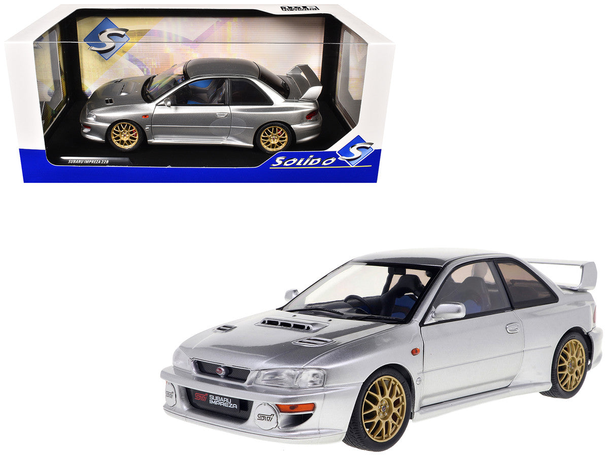 1998 Subaru Impreza 22B RHD (Right Hand Drive) Silver Metallic with Gold Wheels 1/18 Diecast Model Car by Solido Solido