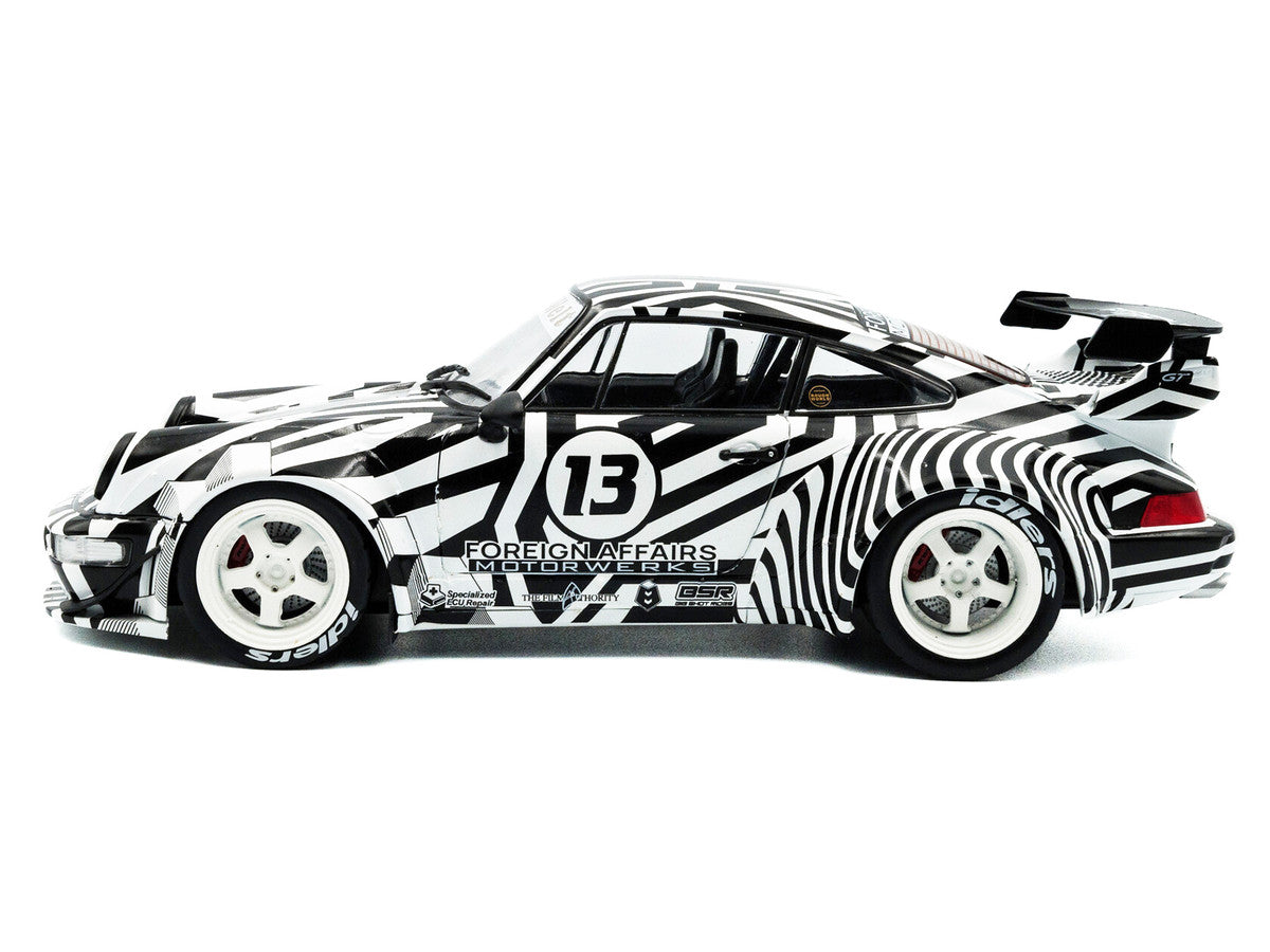 2022 RWB Bodykit #13 "The Zebra" Black and White Striped 1/18 Diecast Model Car by Solido-0
