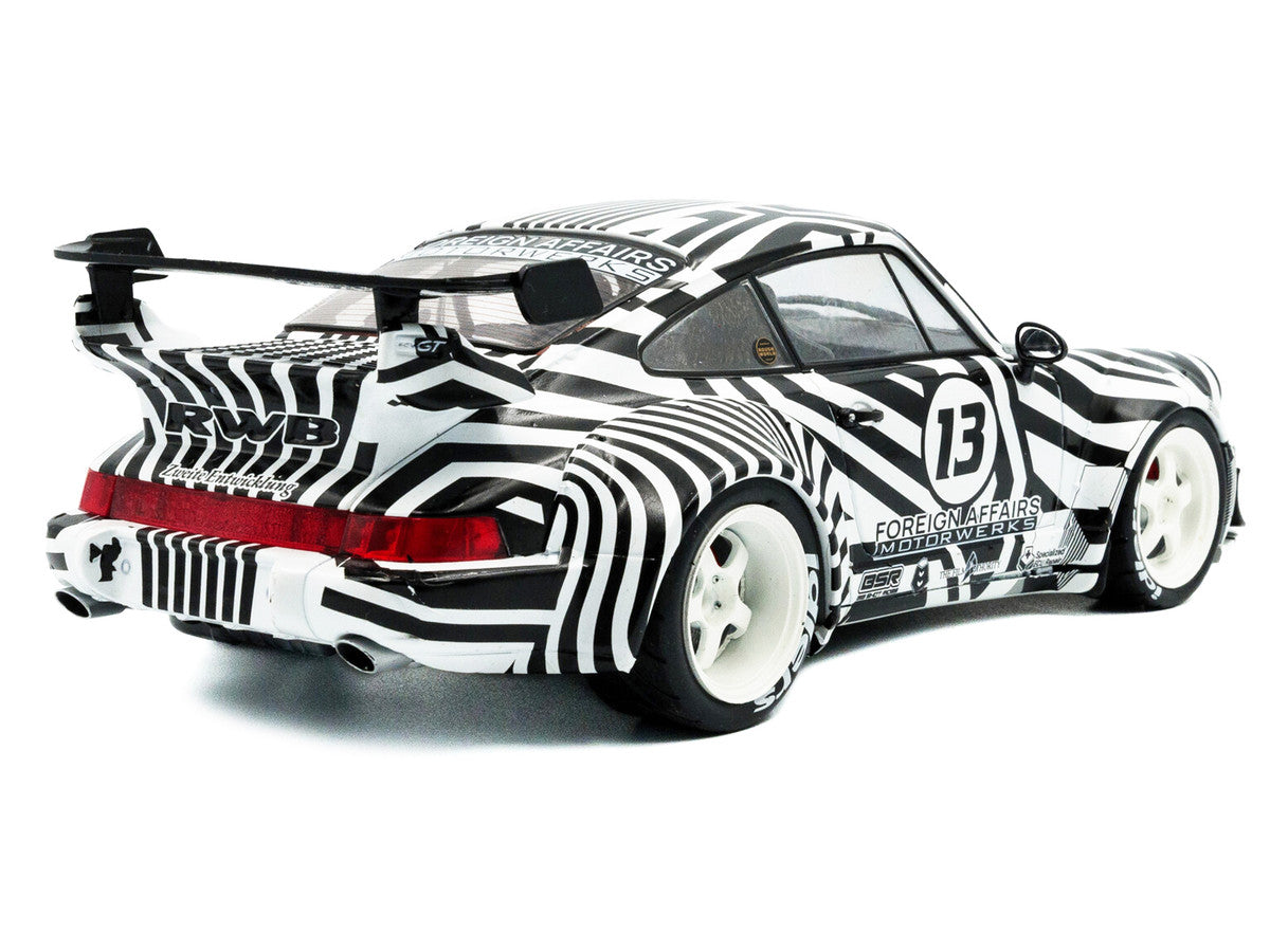 2022 RWB Bodykit #13 "The Zebra" Black and White Striped 1/18 Diecast Model Car by Solido-1