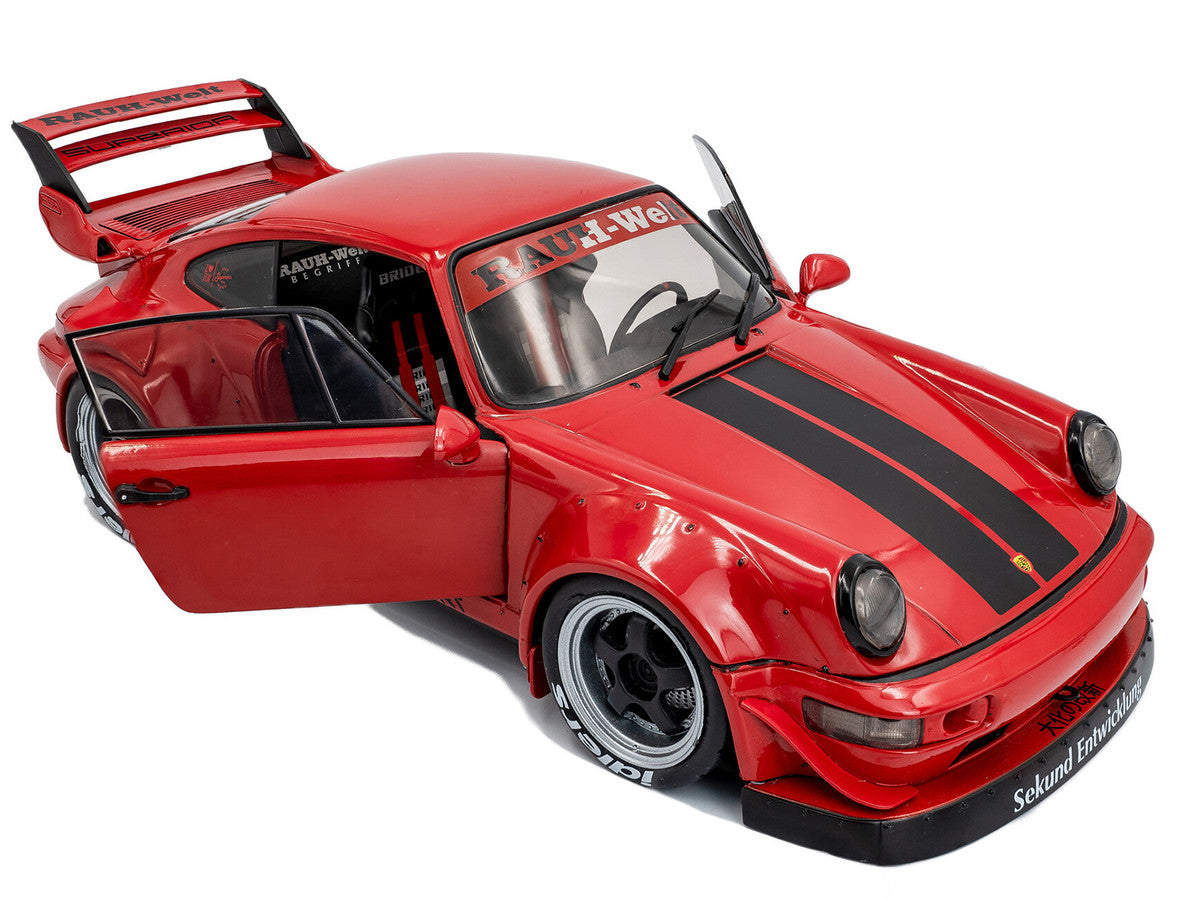 2024 RWB Bodykit "Taikano Kaishin" Red with Black Stripes 1/18 Diecast Model Car by Solido Solido