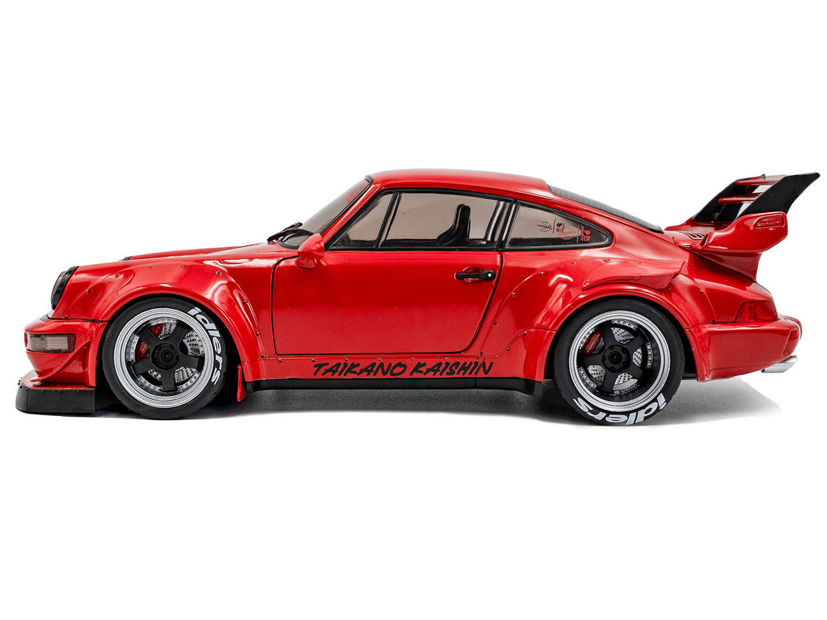 2024 RWB Bodykit "Taikano Kaishin" Red with Black Stripes 1/18 Diecast Model Car by Solido Solido