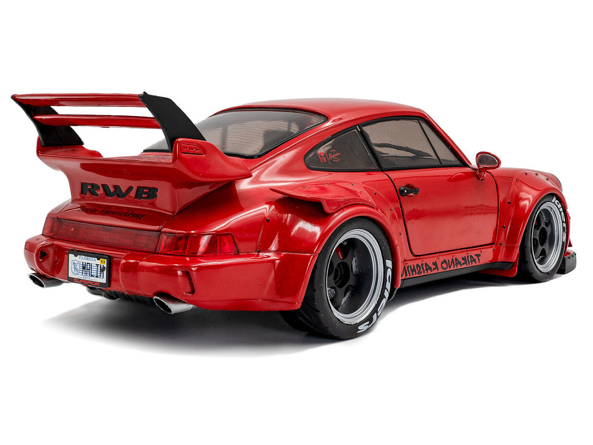 2024 RWB Bodykit "Taikano Kaishin" Red with Black Stripes 1/18 Diecast Model Car by Solido Solido