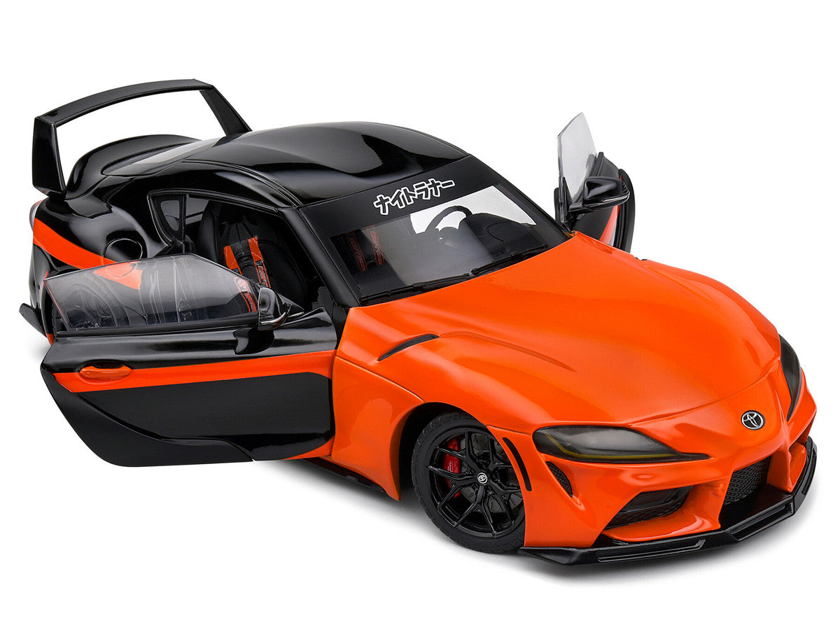 2024 Toyota GR Supra "StreetFighter" Orange and Black 1/18 Diecast Model Car by Solido Solido