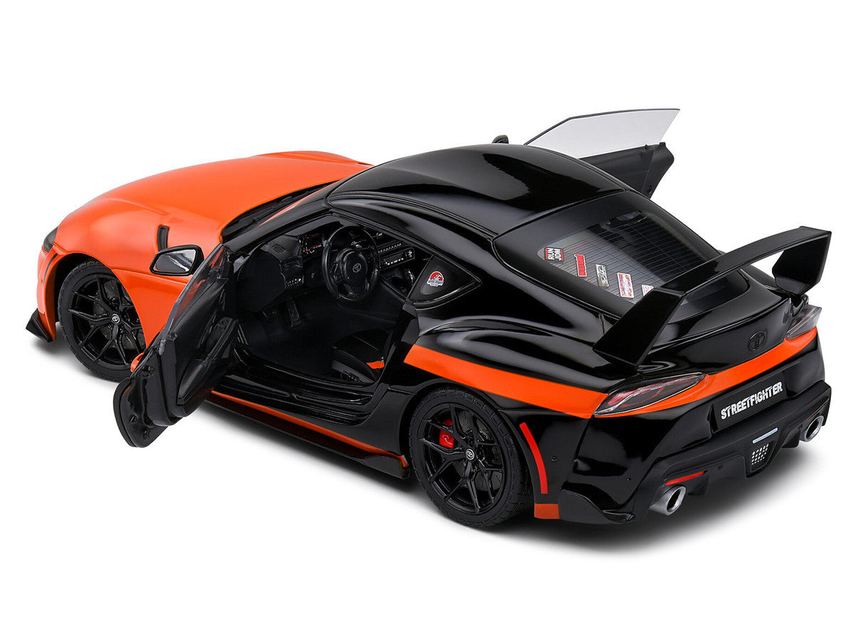 2024 Toyota GR Supra "StreetFighter" Orange and Black 1/18 Diecast Model Car by Solido Solido