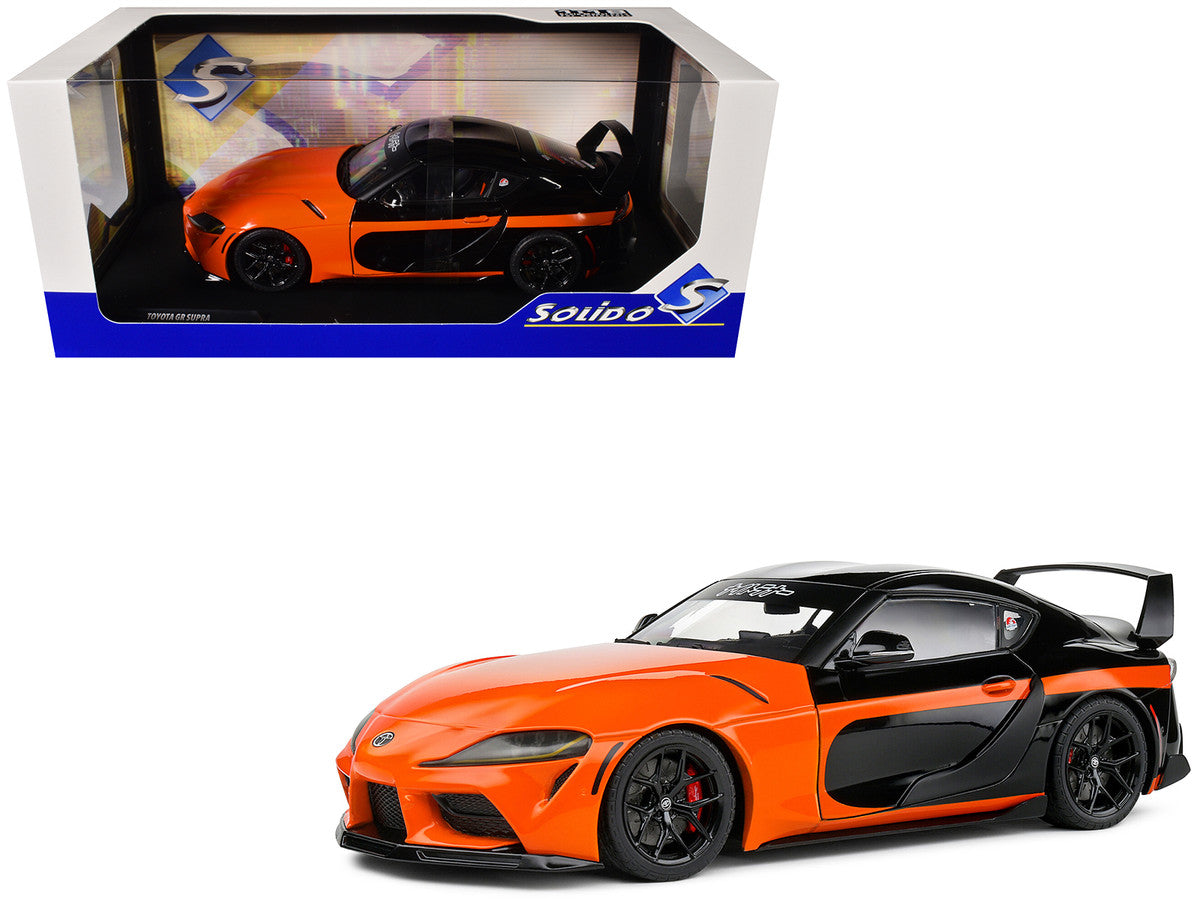 2024 Toyota GR Supra "StreetFighter" Orange and Black 1/18 Diecast Model Car by Solido Solido