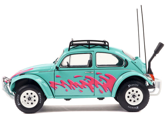 1976 Volkswagen Beetle Baja Miami Green with Pink Graphics 1/18 Diecast Model Car by Solido Solido