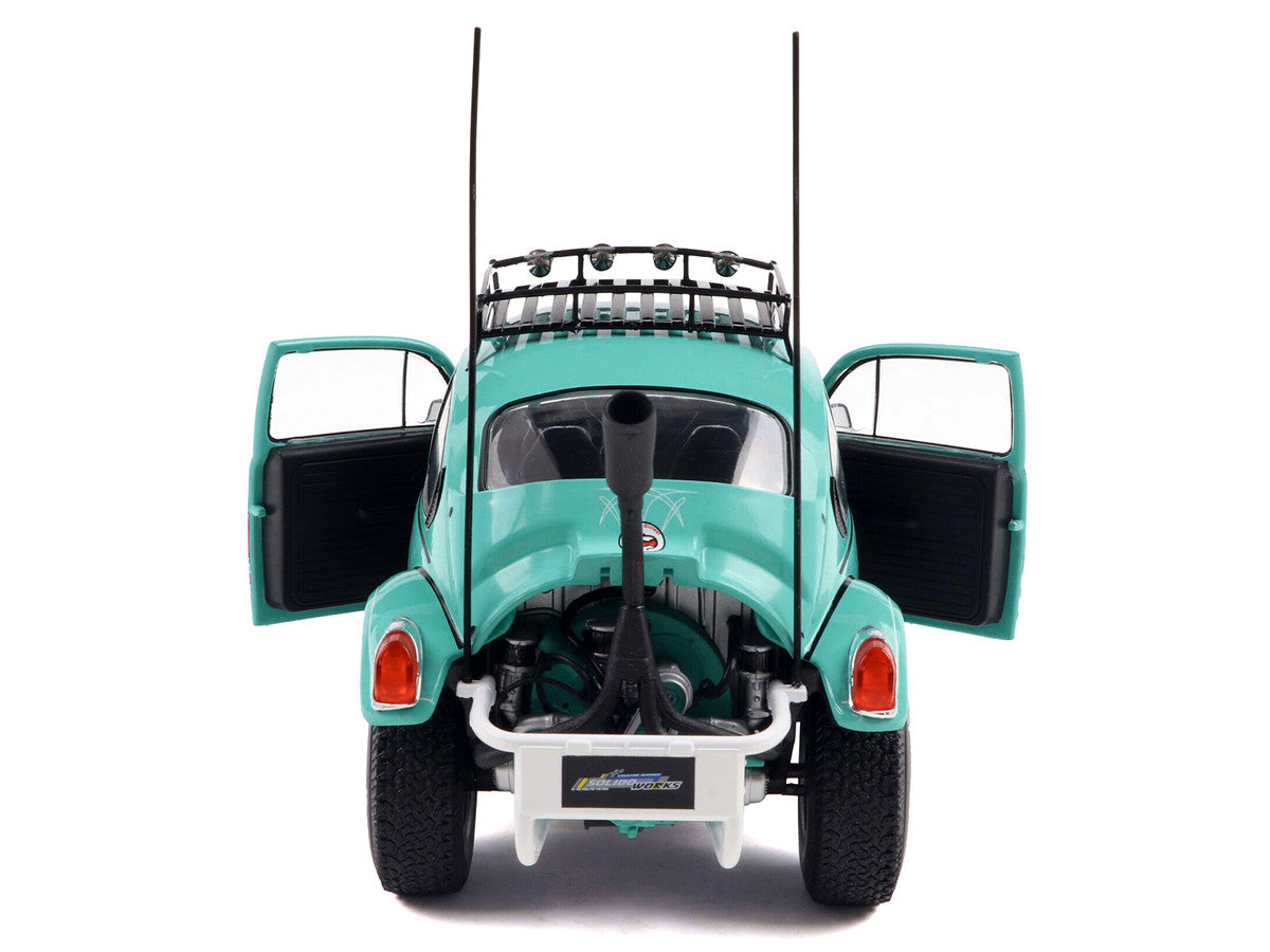 1976 Volkswagen Beetle Baja Miami Green with Pink Graphics 1/18 Diecast Model Car by Solido Solido