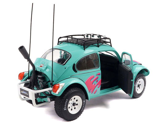 1976 Volkswagen Beetle Baja Miami Green with Pink Graphics 1/18 Diecast Model Car by Solido Solido
