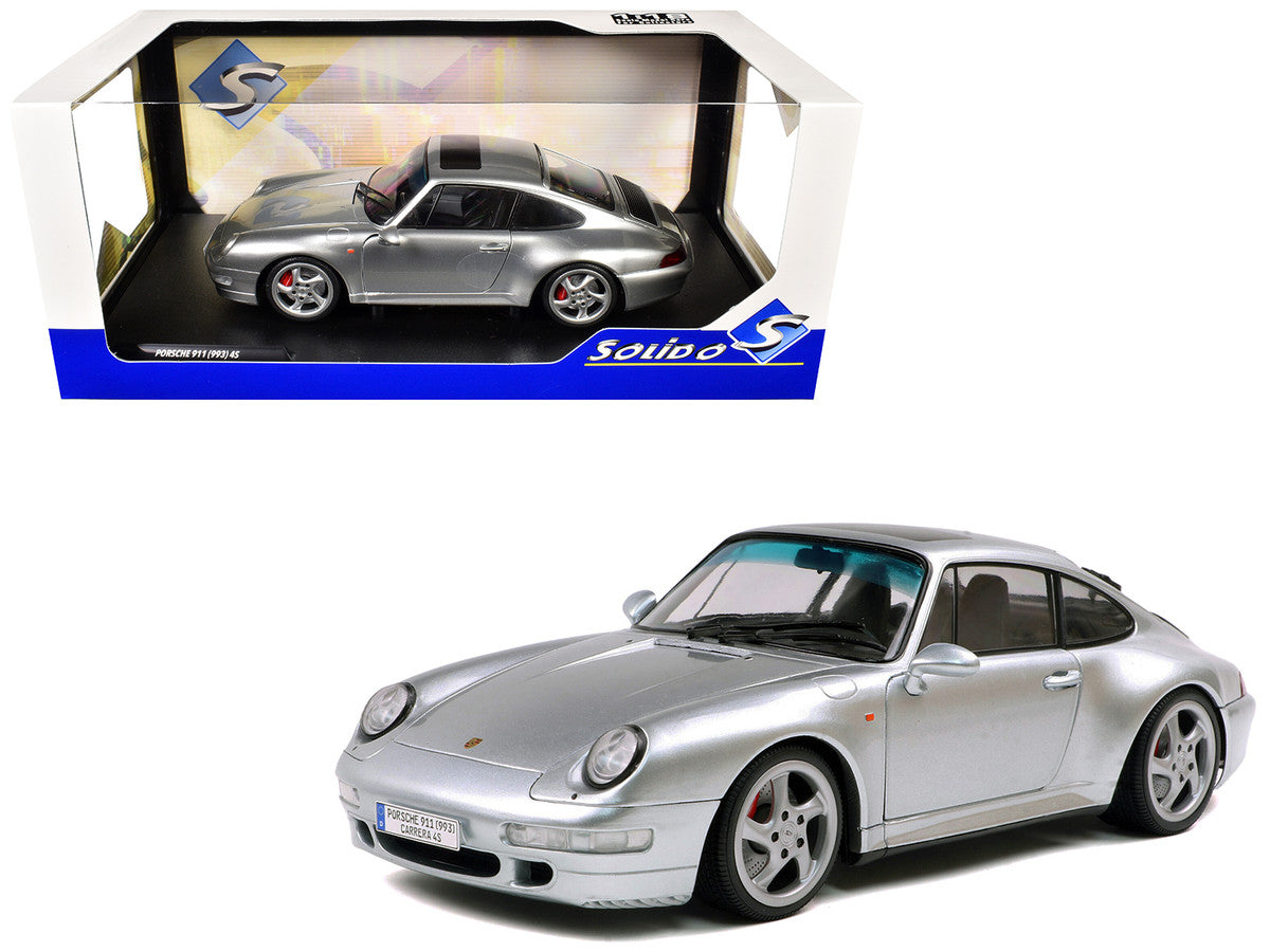 1996 Porsche 911 (993) 4S Polar Silver Metallic 1/18 Diecast Model Car by Solido Solido