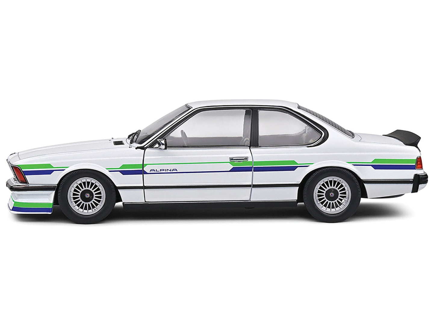 1984 BMW Alpina B7 Turbo (E24) White with Blue and Green Graphics 1/18 Diecast Model Car by Solido