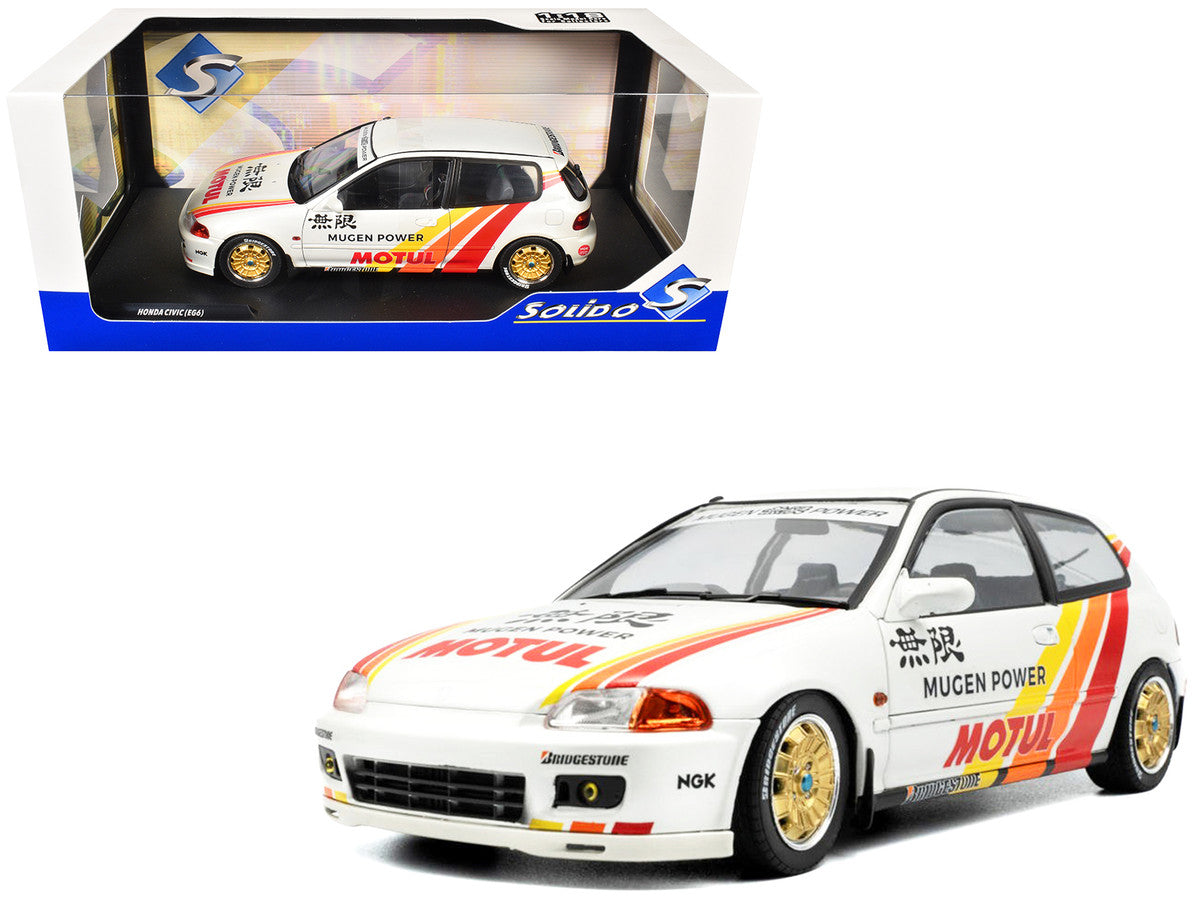 1991 Honda Civic (EG6) RHD (Right Hand Drive) "Mugen Racing" White with Stripes 1/18 Diecast Model Car by Solido-4