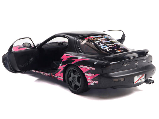 1994 Mazda RX7 (FDRS) RHD (Right Hand Drive) "Itasha Club" Black Metallic with Pink Graphics 1/18 Diecast Model Car by Solido Solido