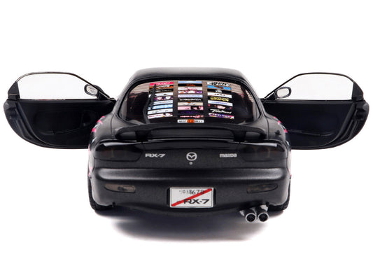 1994 Mazda RX7 (FDRS) RHD (Right Hand Drive) "Itasha Club" Black Metallic with Pink Graphics 1/18 Diecast Model Car by Solido Solido