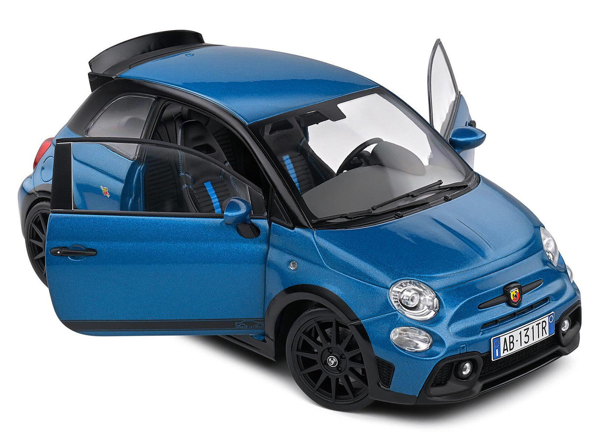 2022 Fiat 695 Abarth "Tributo 131 Rally" Podium Blue Metallic with Black Side Stripes 1/18 Diecast Model Car by Solido Solido