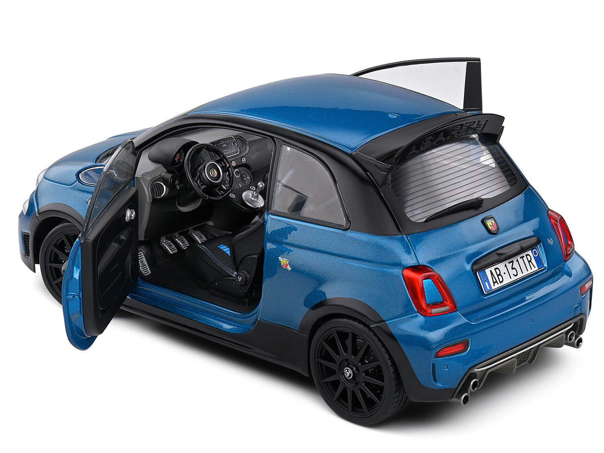 2022 Fiat 695 Abarth "Tributo 131 Rally" Podium Blue Metallic with Black Side Stripes 1/18 Diecast Model Car by Solido Solido