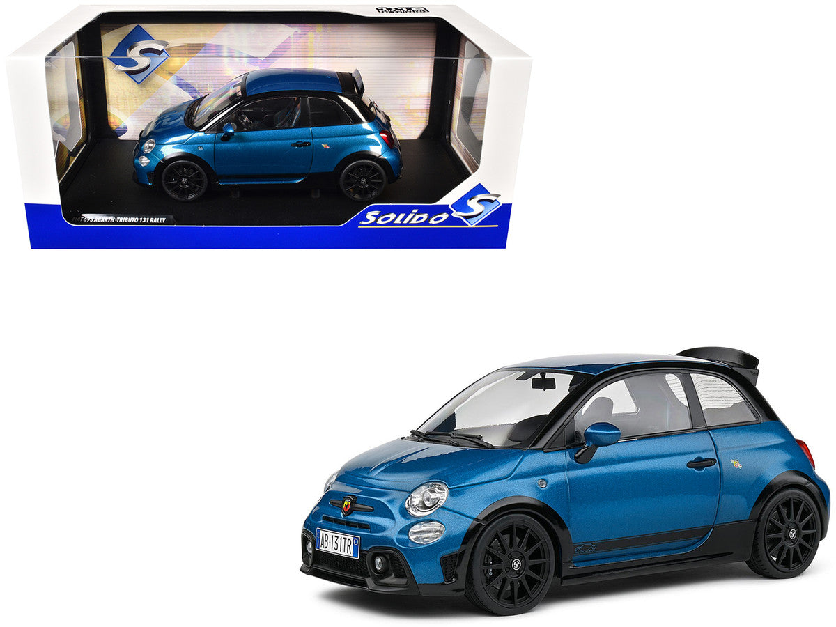2022 Fiat 695 Abarth "Tributo 131 Rally" Podium Blue Metallic with Black Side Stripes 1/18 Diecast Model Car by Solido Solido