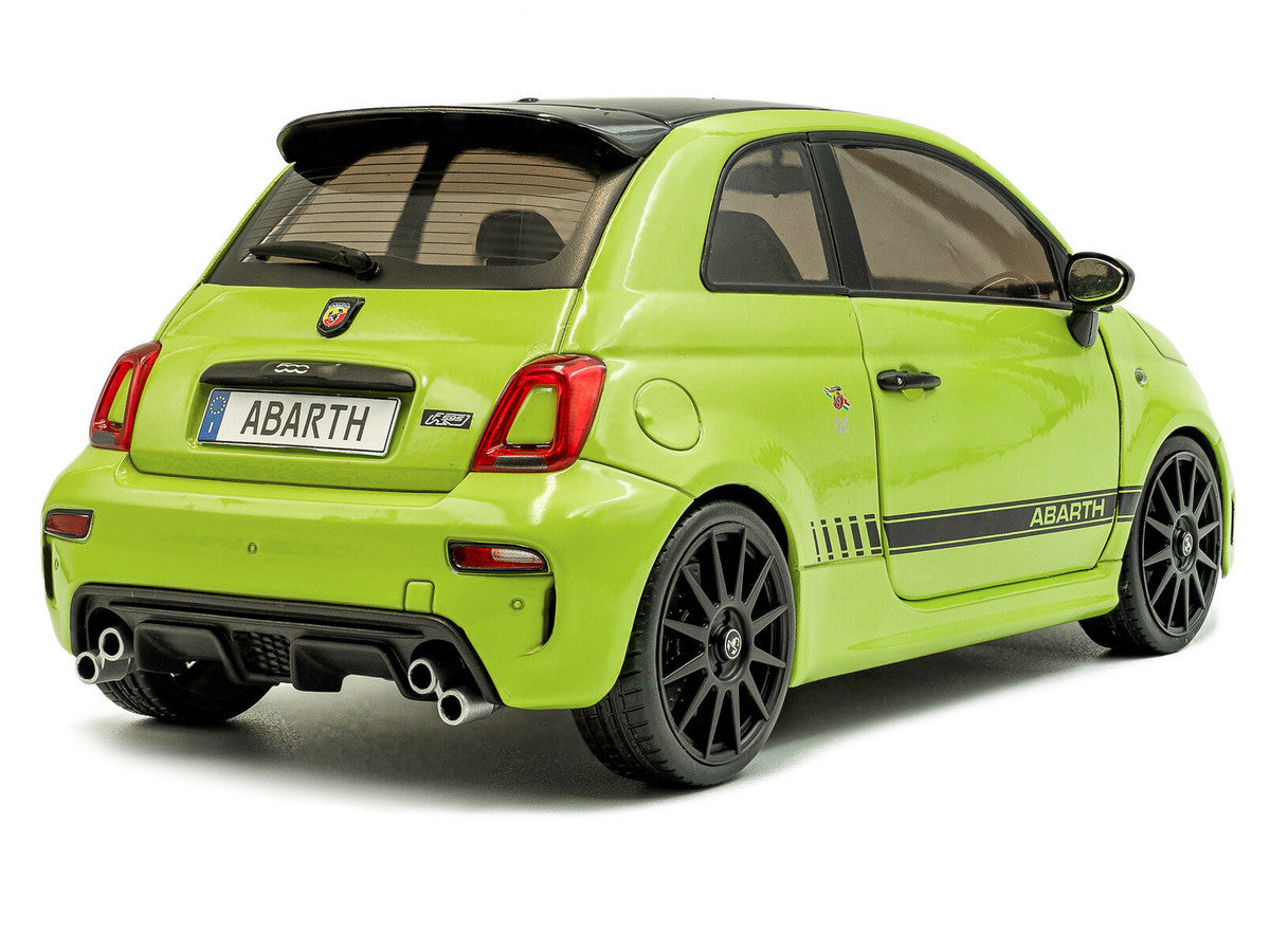 2023 Fiat F595 Abarth Verde Adrenalina Green with Black Top and Stripes 1/18 Diecast Model Car by Solido-3