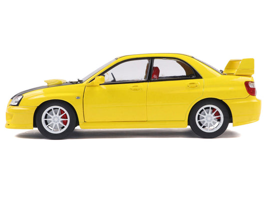 2003 Subaru Impreza WRX STI RHD (Right Hand Drive) Yellow with Carbon Hood 1/18 Diecast Model Car by Solido Solido