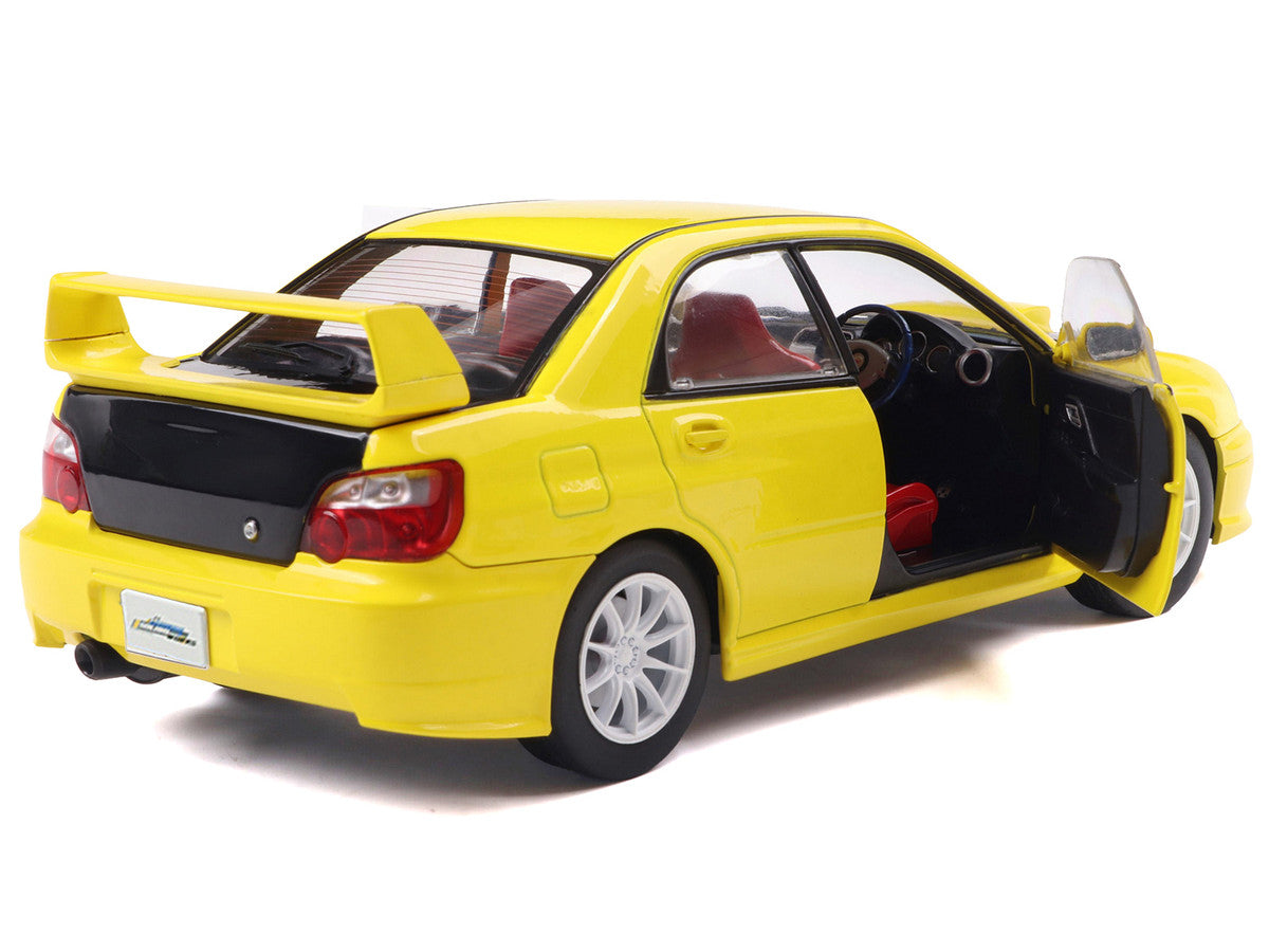 2003 Subaru Impreza WRX STI RHD (Right Hand Drive) Yellow with Carbon Hood 1/18 Diecast Model Car by Solido Solido