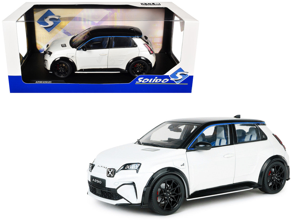 2024 Alpine A290 GTS White Metallic with Black Top 1/18 Diecast Model Car by Solido Solido