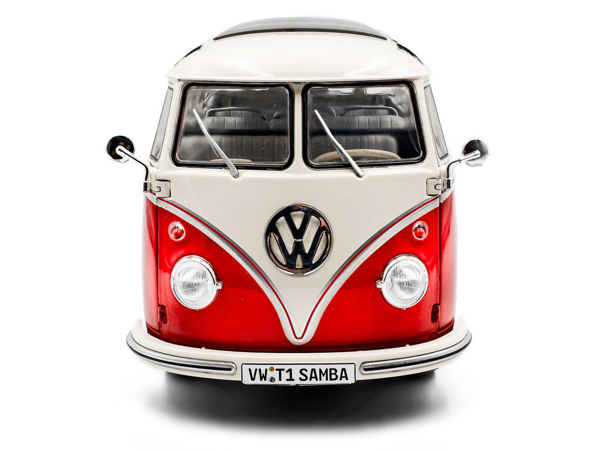 1962 Volkswagen T1 Samba Bus Red and White 1/18 Diecast Model Car by Solido Solido
