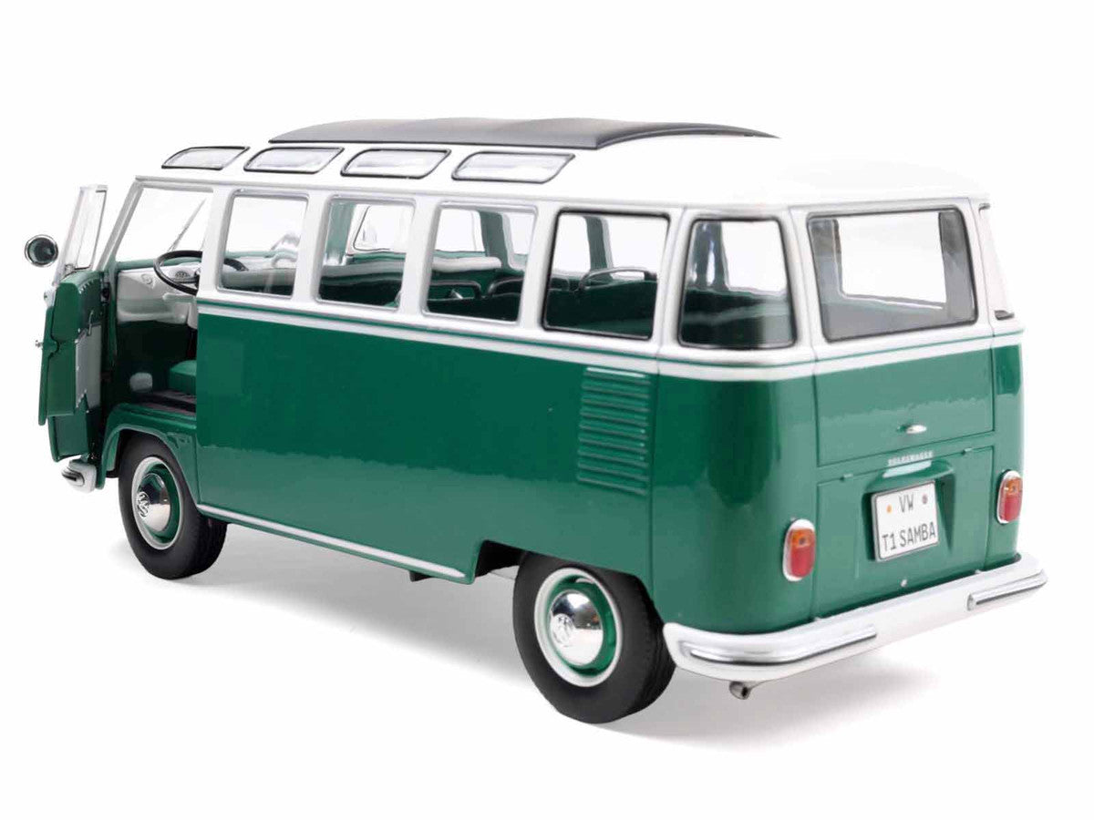 1962 Volkswagen T1 Samba Bus Green and White 1/18 Diecast Model Car by Solido Solido