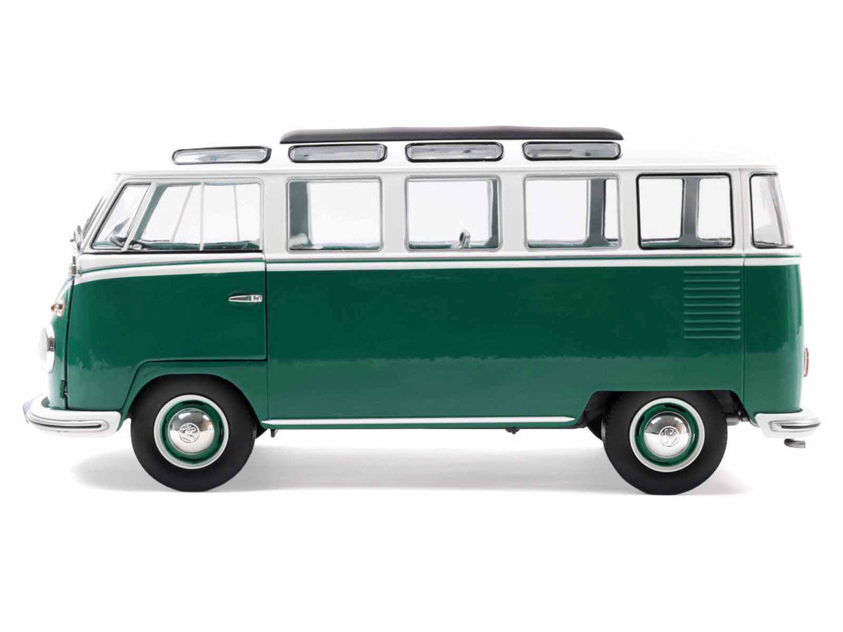 1962 Volkswagen T1 Samba Bus Green and White 1/18 Diecast Model Car by Solido Solido