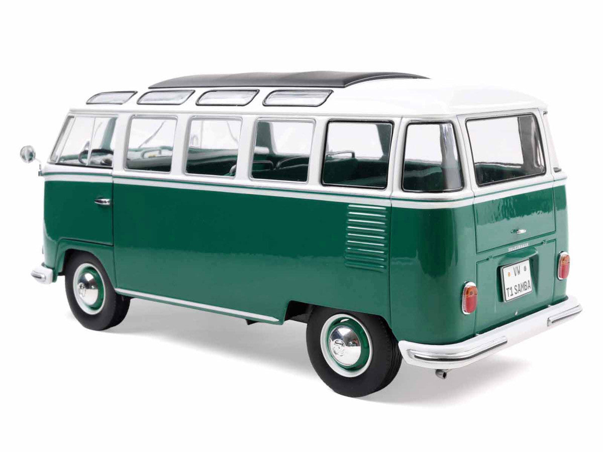 1962 Volkswagen T1 Samba Bus Green and White 1/18 Diecast Model Car by Solido Solido