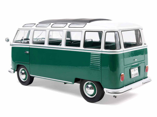 1962 Volkswagen T1 Samba Bus Green and White 1/18 Diecast Model Car by Solido Solido