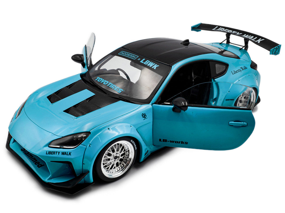 2024 Toyota GR86 LBWK Body Kit RHD (Right Hand Drive) Baby Blue with Black Top 1/18 Diecast Model Car by Solido Solido