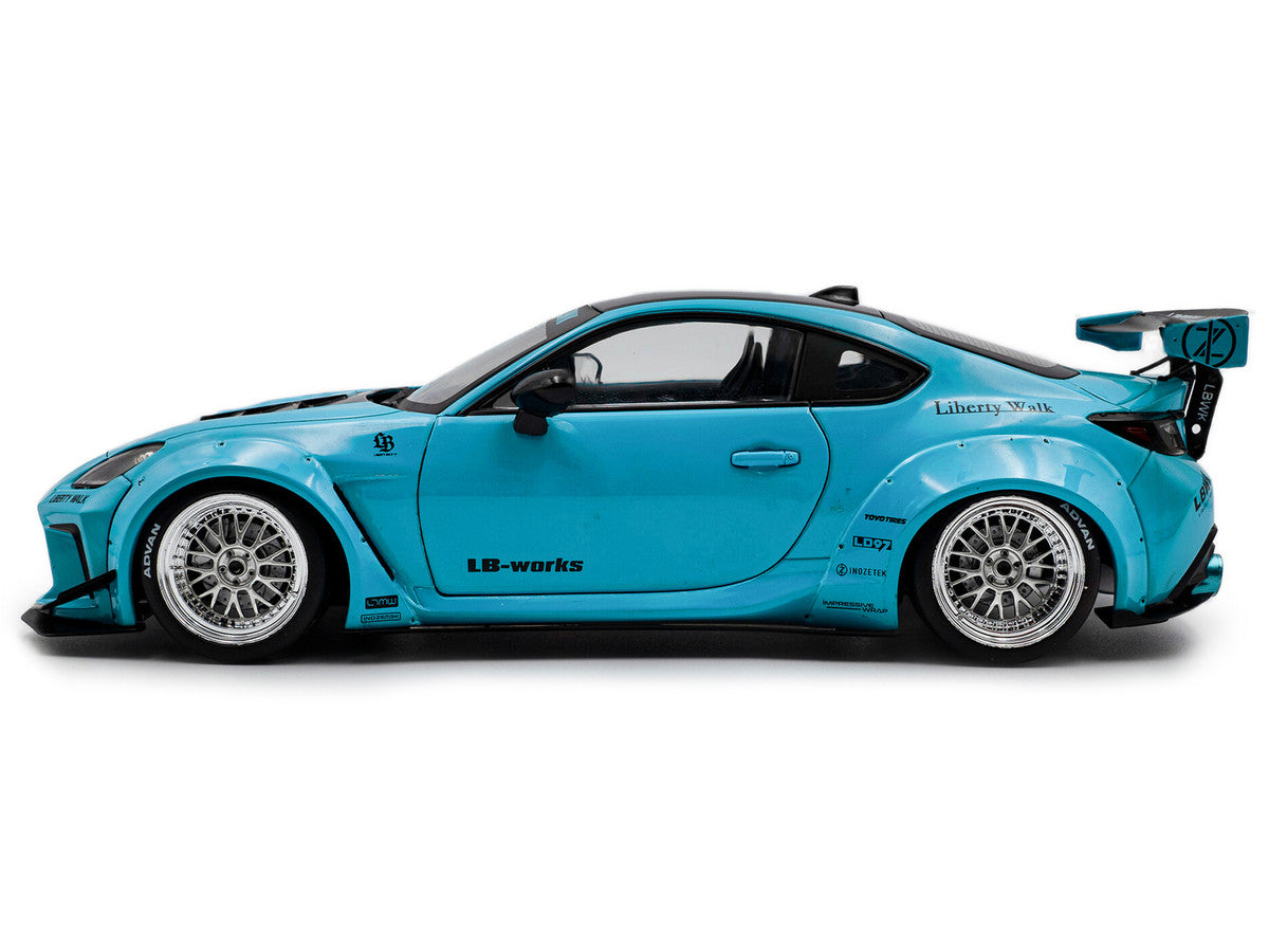 2024 Toyota GR86 LBWK Body Kit RHD (Right Hand Drive) Baby Blue with Black Top 1/18 Diecast Model Car by Solido Solido