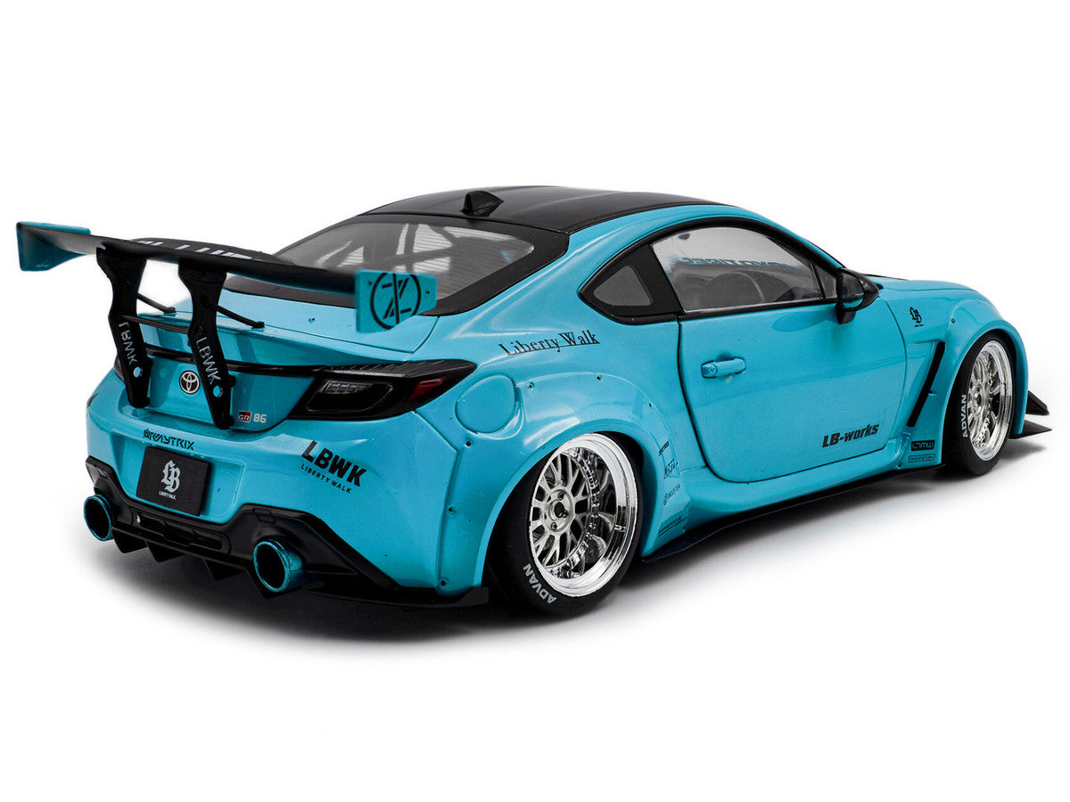 2024 Toyota GR86 LBWK Body Kit RHD (Right Hand Drive) Baby Blue with Black Top 1/18 Diecast Model Car by Solido Solido