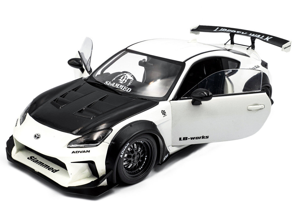 2024 Toyota GR86 LBWK Body Kit RHD (Right Hand Drive) Pearl White with Carbon Hood 1/18 Diecast Model Car by Solido Solido