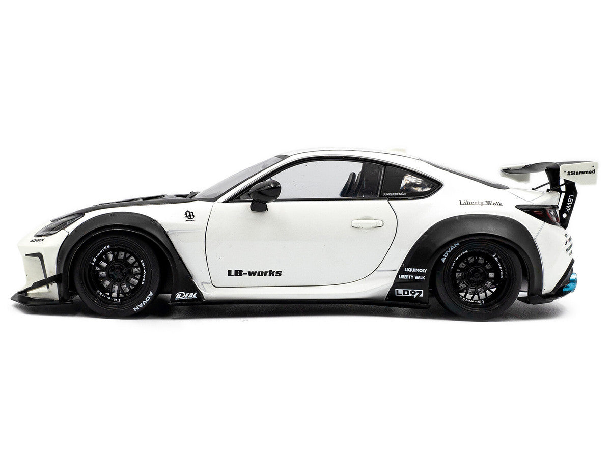 2024 Toyota GR86 LBWK Body Kit RHD (Right Hand Drive) Pearl White with Carbon Hood 1/18 Diecast Model Car by Solido Solido