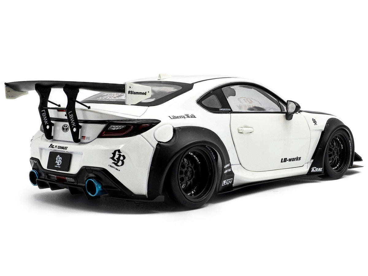 2024 Toyota GR86 LBWK Body Kit RHD (Right Hand Drive) Pearl White with Carbon Hood 1/18 Diecast Model Car by Solido Solido