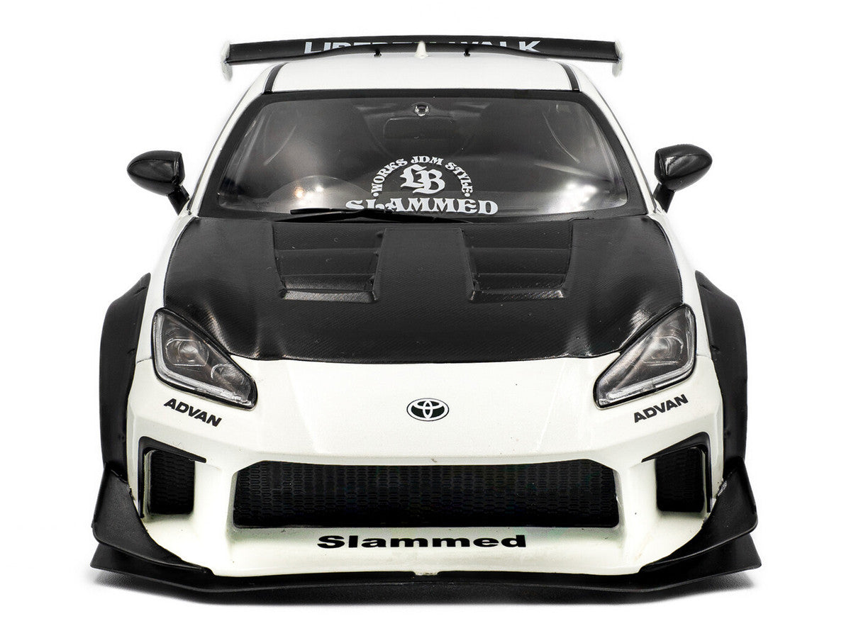 2024 Toyota GR86 LBWK Body Kit RHD (Right Hand Drive) Pearl White with Carbon Hood 1/18 Diecast Model Car by Solido Solido