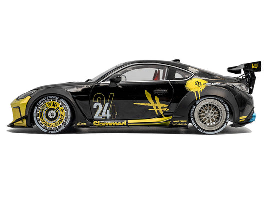 2024 Toyota GR86 Liberty Walk Body Kit RHD (Right Hand Drive) #24 Black with Gold Graphics 1/18 Diecast Model Car by Solido-1