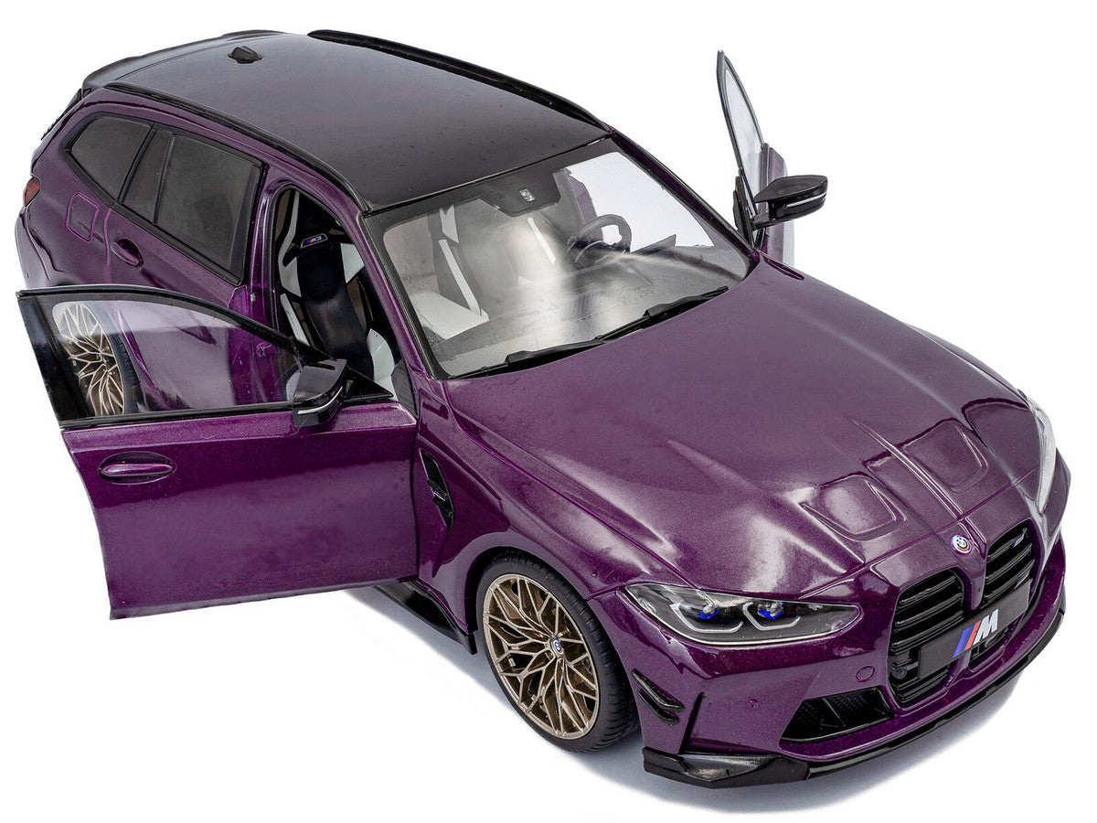2024 BMW M3 Competition M xDrive Touring Twilight Purple Pearl Metallic with Black Top 1/18 Diecast Model Car by Solido Solido