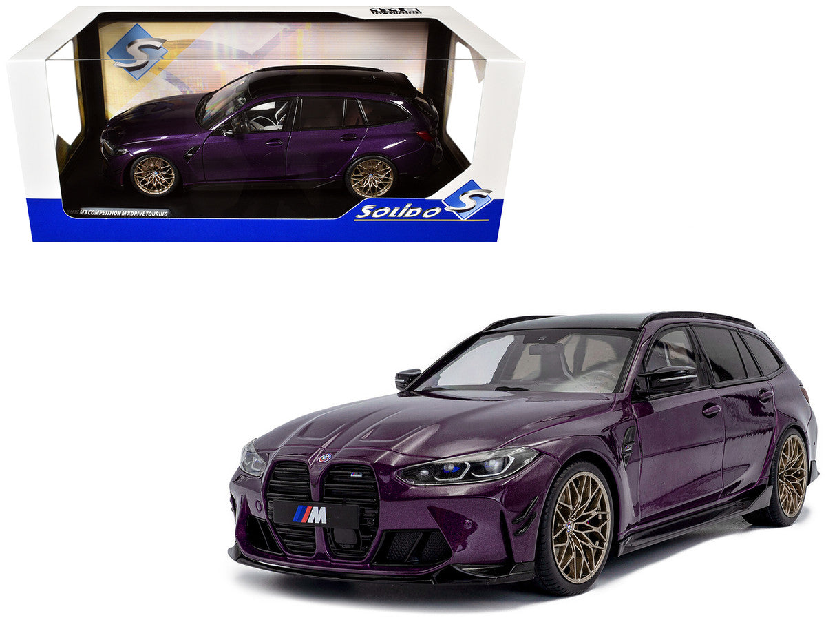 2024 BMW M3 Competition M xDrive Touring Twilight Purple Pearl Metallic with Black Top 1/18 Diecast Model Car by Solido Solido