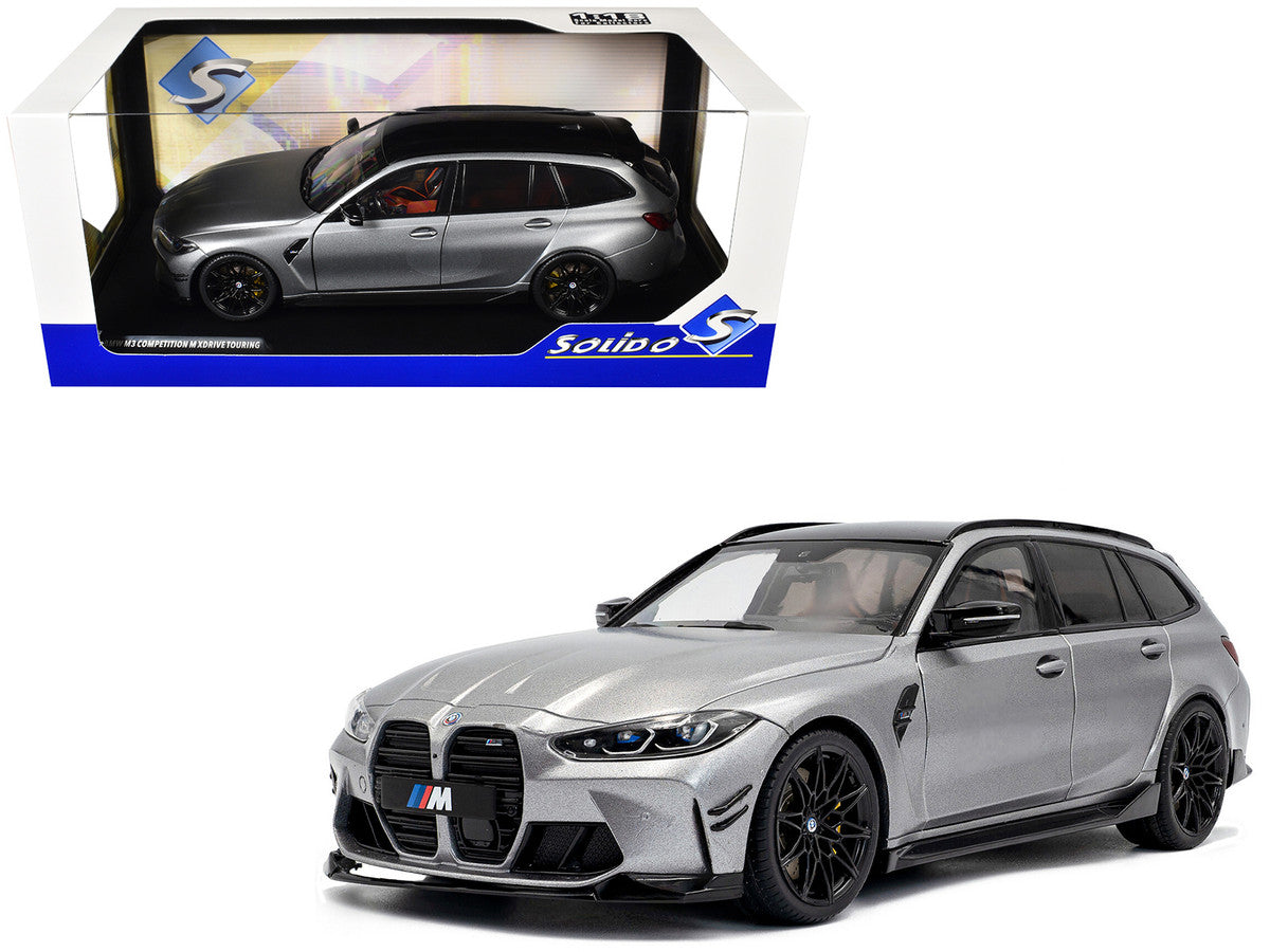 2024 BMW M3 Competition M xDrive Touring Frozen Pure Gray Metallic with Black Top 1/18 Diecast Model Car by Solido-0