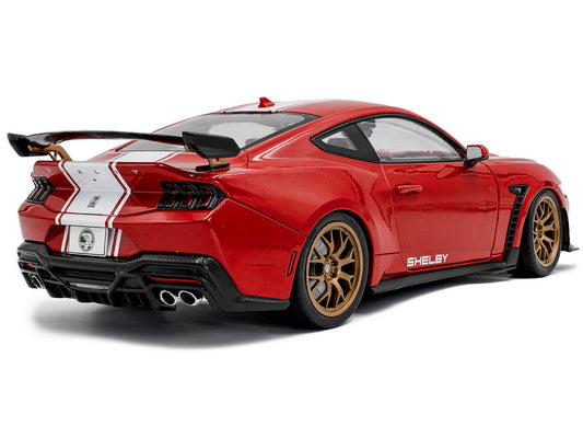 2024 Ford Shelby Mustang Super Snake Race Red with White Stripes 1/18 Diecast Model Car by Solido Solido