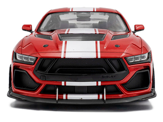 2024 Ford Shelby Mustang Super Snake Race Red with White Stripes 1/18 Diecast Model Car by Solido Solido