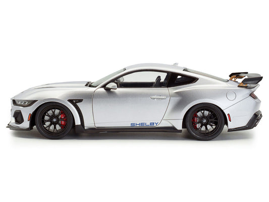 2024 Ford Shelby Mustang Super Snake Gray Metallic with Blue Stripes 1/18 Diecast Model Car by Solido-0